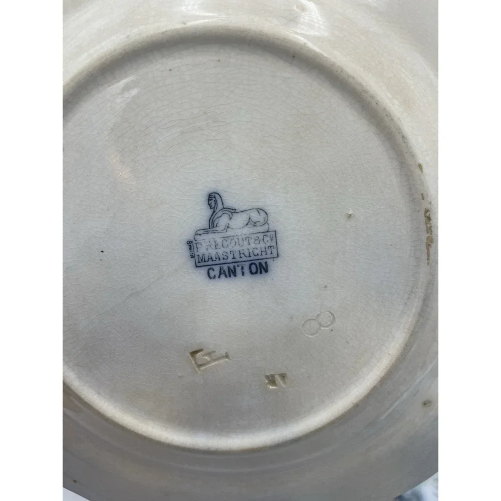 3 pc Antique‎ P. Regout Canton Chinese Pattern Polychrome Transferware Plates